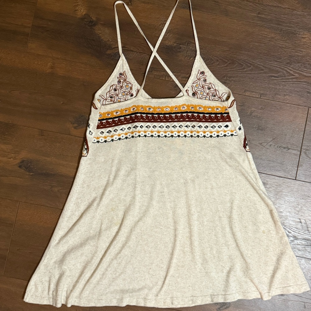 Zara Multicolor CreamGray Embroidered Knit Top - Picture 2 of 3